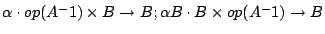 $\alpha \cdot op(A^-1)\times B \to B ; \alpha B \cdot B \times op(A^-1) \to B$