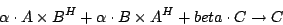 \begin{displaymath}\alpha \cdot A\times B^H + \alpha \cdot B\times A^H + beta \cdot C \to C\end{displaymath}